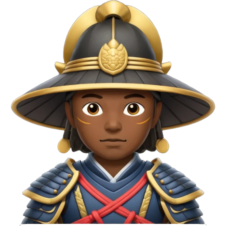 Samurais in Hat, Warrior in armor holding wide hat emoji