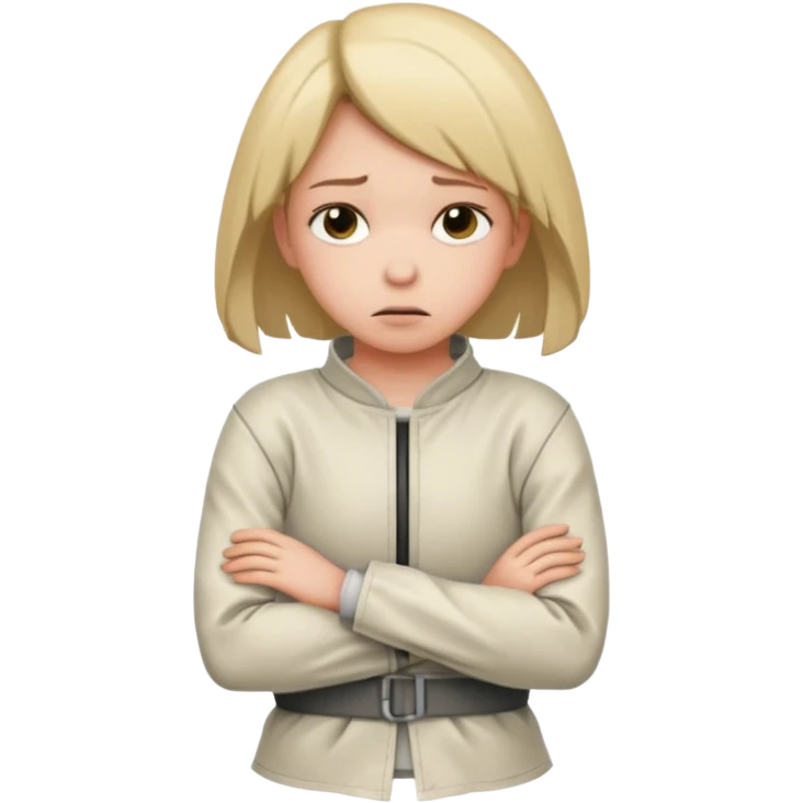 Девушка в Смирительной рубашке, руки за спиной у нее  emoji