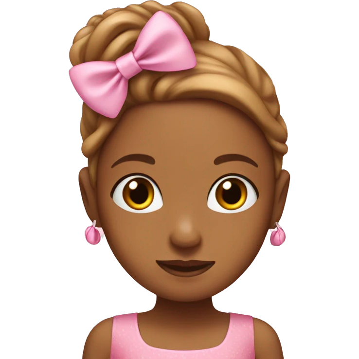caramel girl wearing pink bow and pink dress emoji