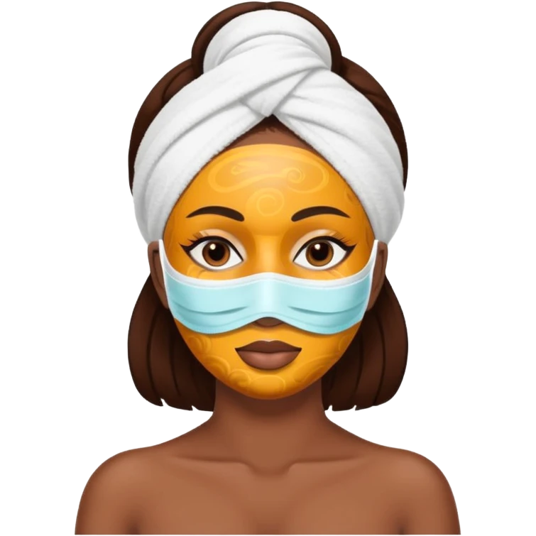Brown skin Lady with face mask spa beauty full face relaxing emoji