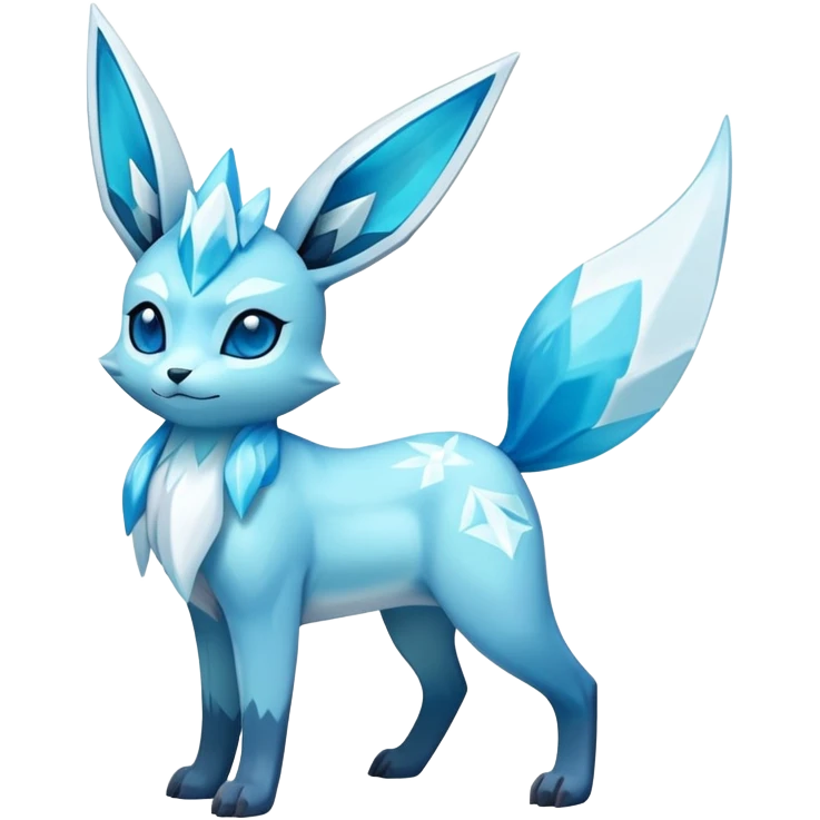 Shiny Exotic Colorful Glaceon-Amaura-Aurorus-Fakémon-hybrid-creature (full body)  emoji
