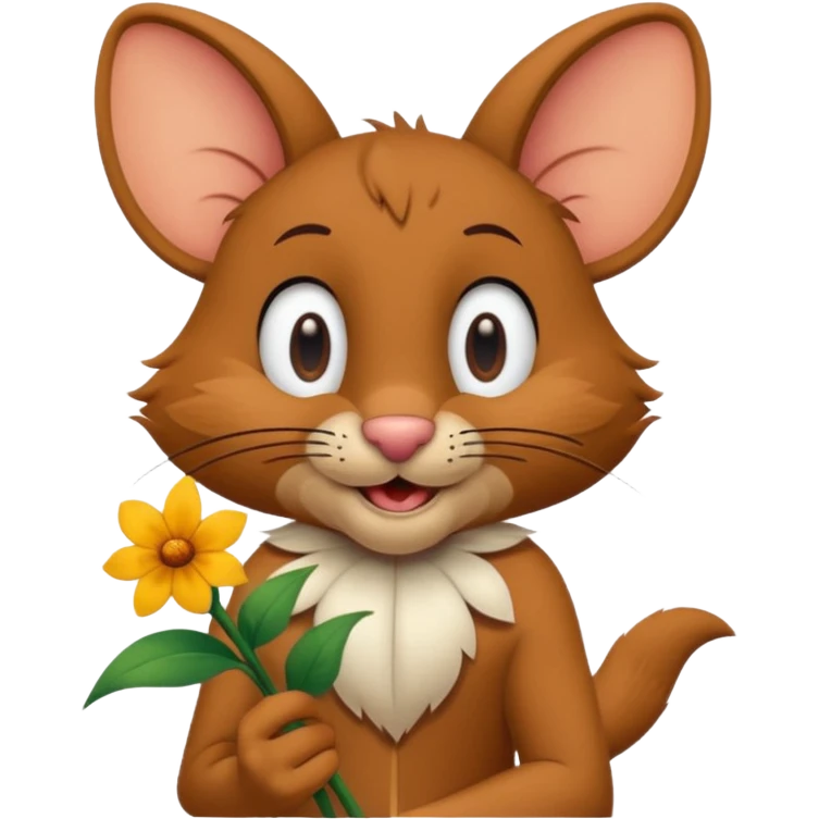 Jerry from tom and jerry, giving a flower emoji