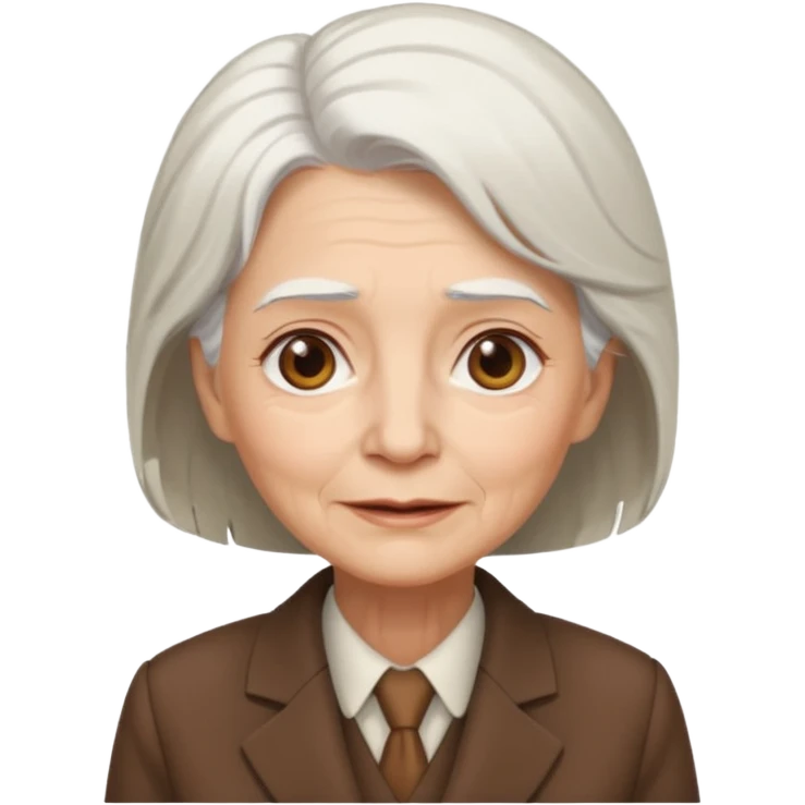 white hair old woman brown suit emoji