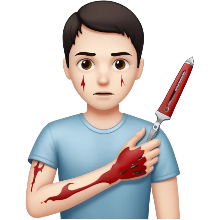 cutting wrist with razor blade emoji