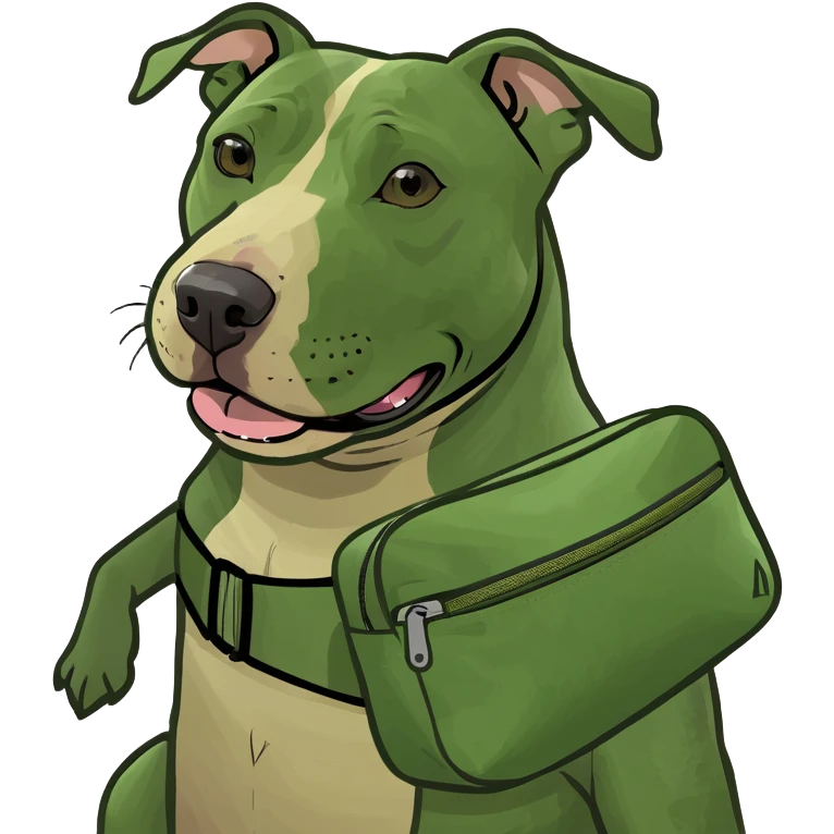 Pitbull standing upright with a full kangaroo pouch  emoji