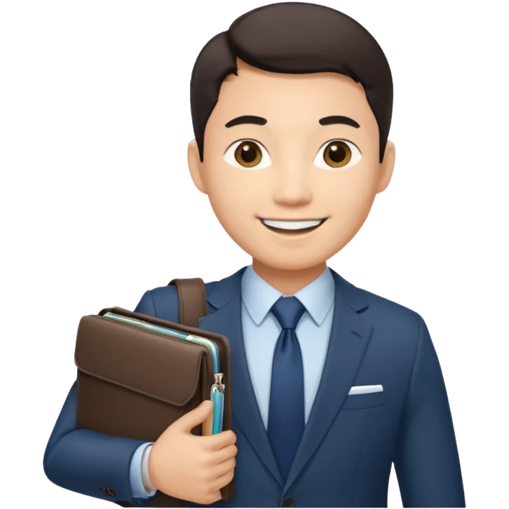 a financier asian man with a portfolio emoji