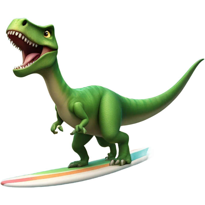 create a surfing dinosaur emoji