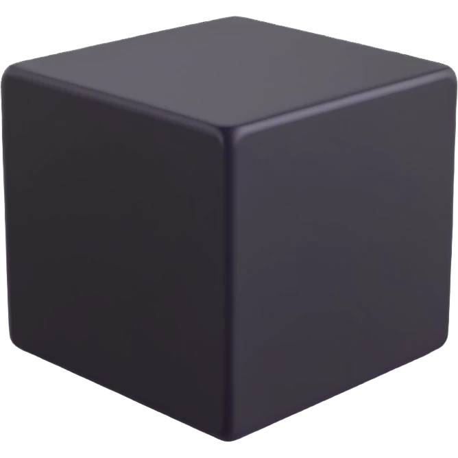 black cube in "glass" style emoji
