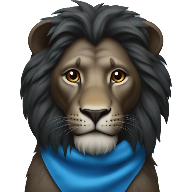 Black lion that looks like simba wearing a blue bandana  emoji