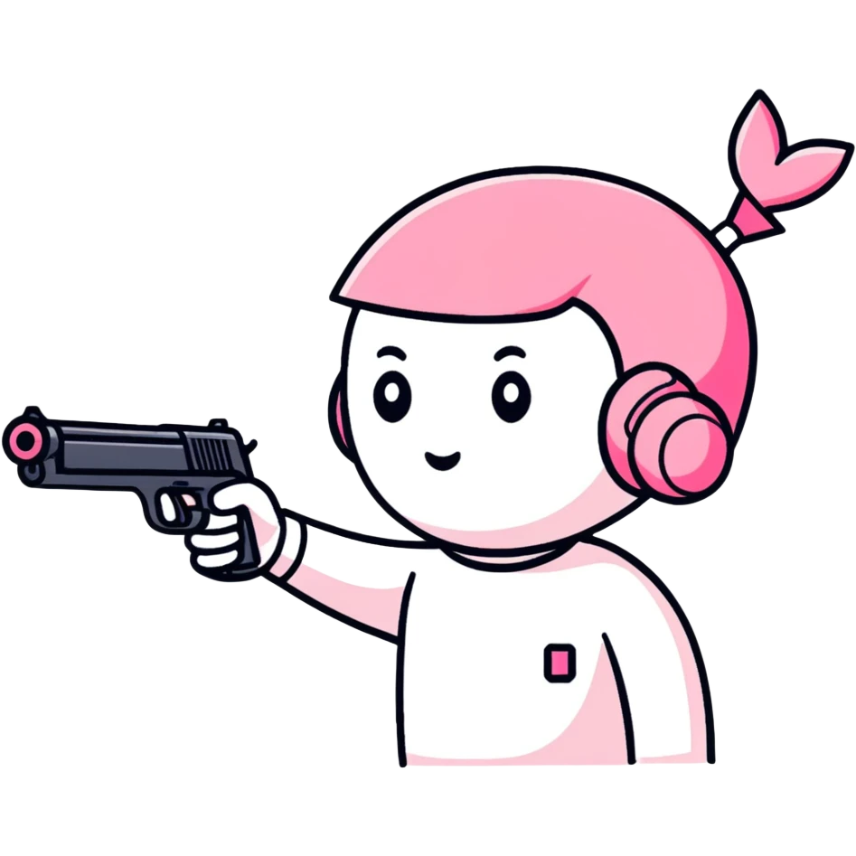 Pointing a pink gun at my head emoji