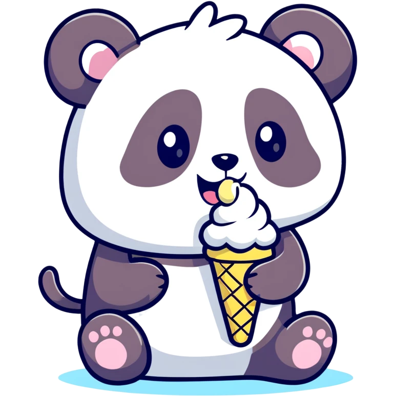 Panda eating ice cream emoji