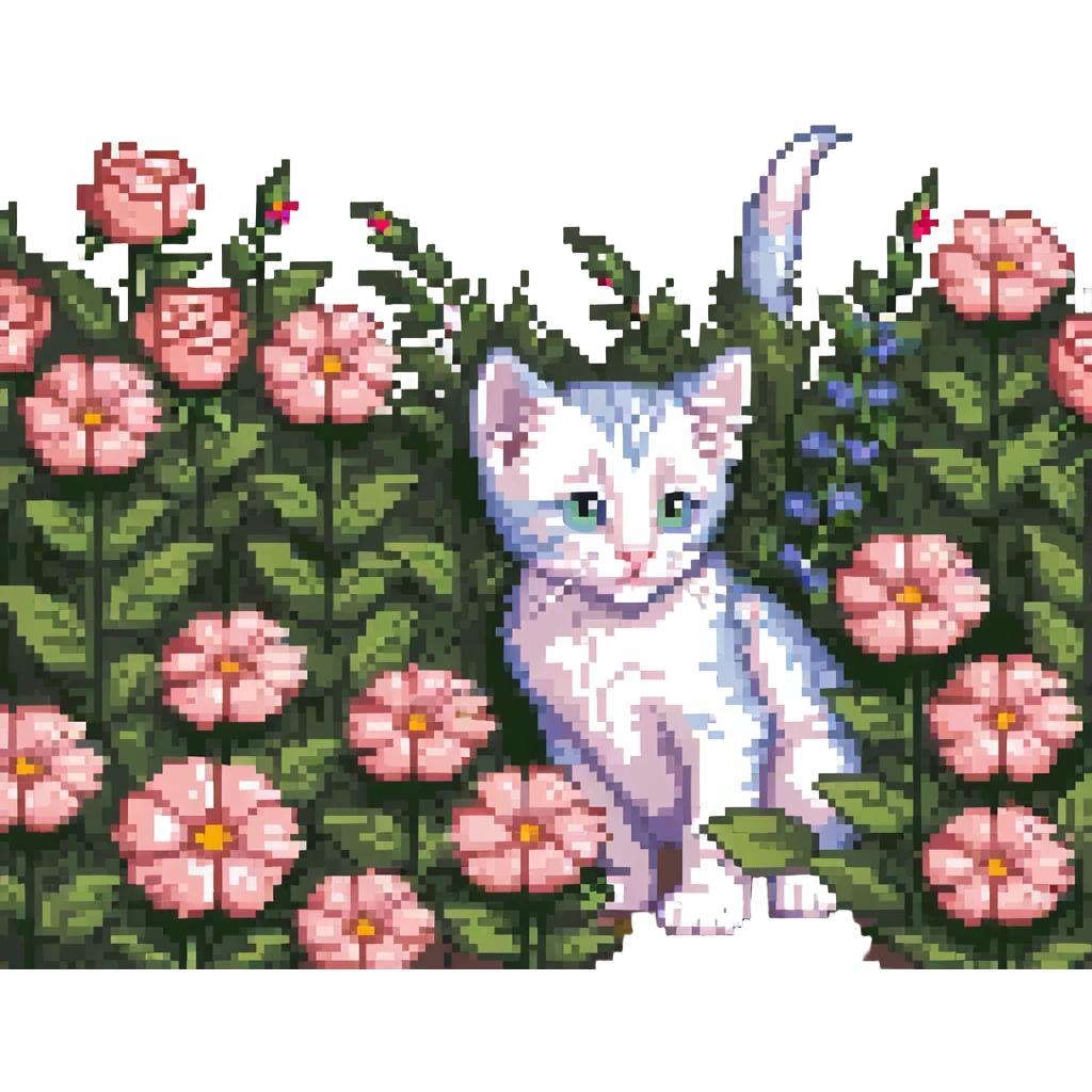 Kitten smells flowers emoji