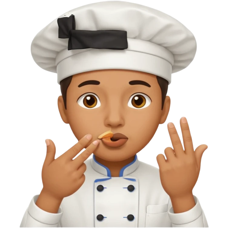 Chef with pinched fingers and kissing lips emoji emoji