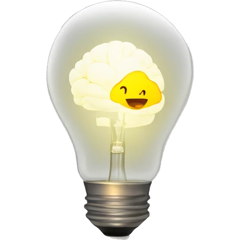 illuminated brain inside the light bulb emoji