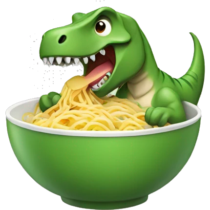dinosaur eating noodles emoji