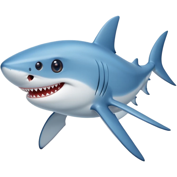 A friendly blue shark with a cute smile emoji