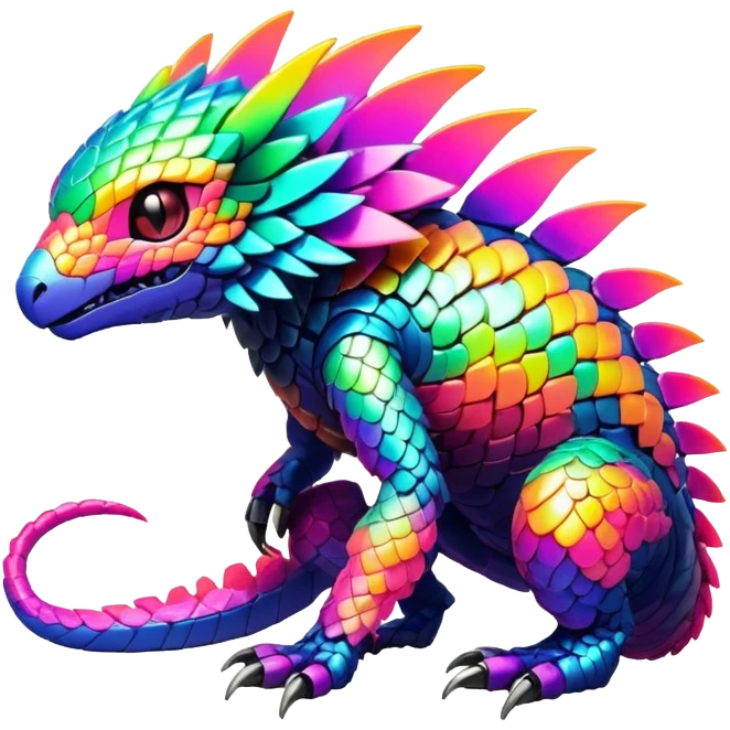 Tropical futuristic lush warm-colored modern colorful neon-colored cyber-Fakémon-Digimon-Trico-creature emoji