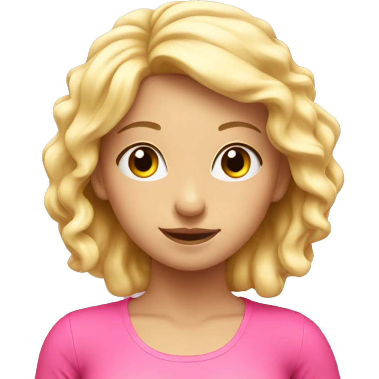 blonde girl in yoga pose in pink emoji