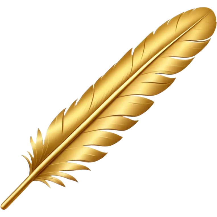 3D perspective Premium golden writing feather emoji
