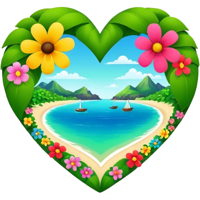 A island heart with green and flowers on it emoji