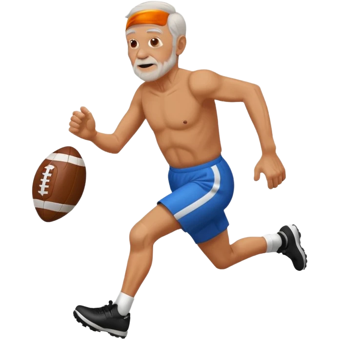 Old man running with football emoji
