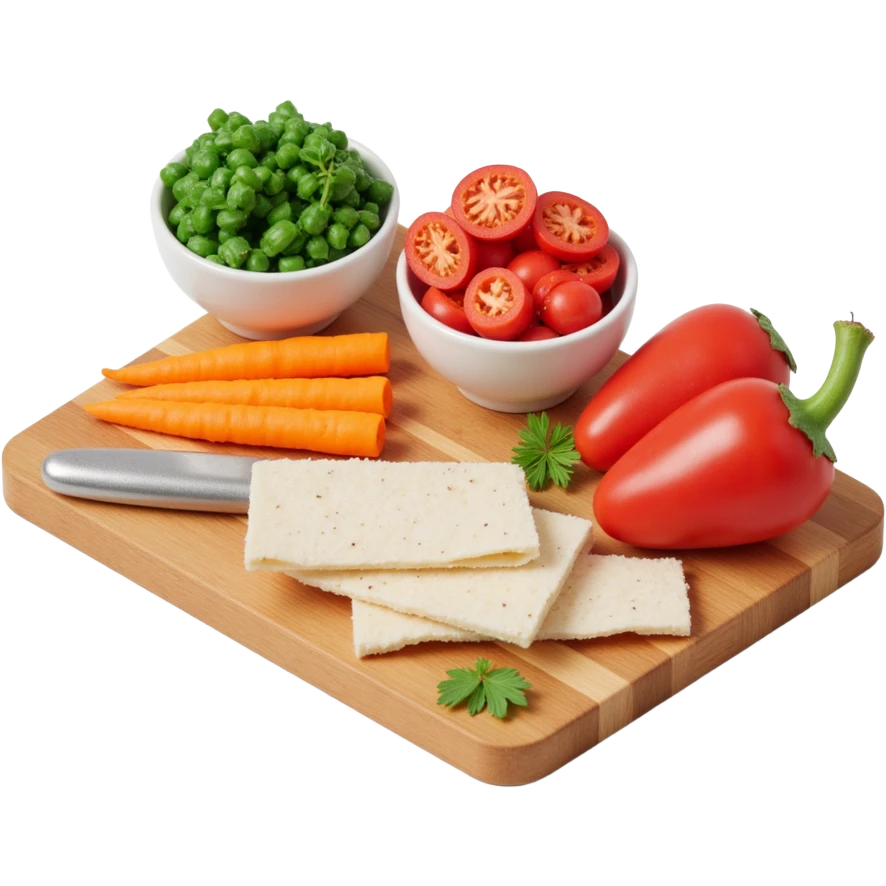 Ingredients on teh wooden cutting board Around a List(without text)  emoji