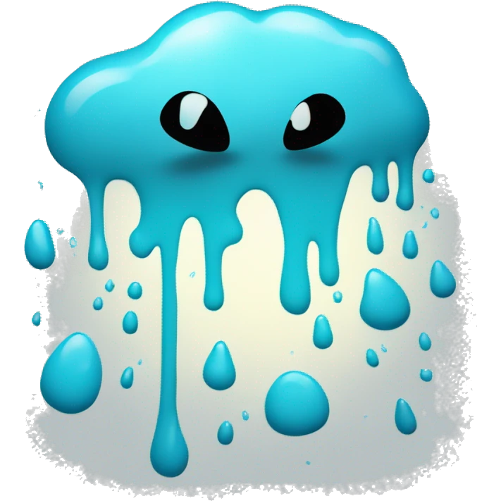 Glowing Cyan blue paint splashed puddle  emoji