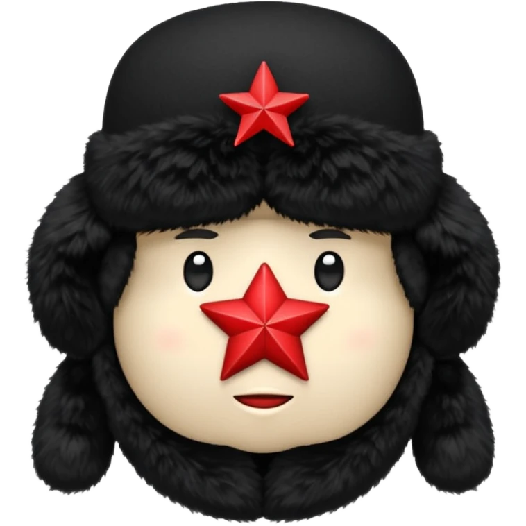 A blank Black ushanka with a red star on it emoji