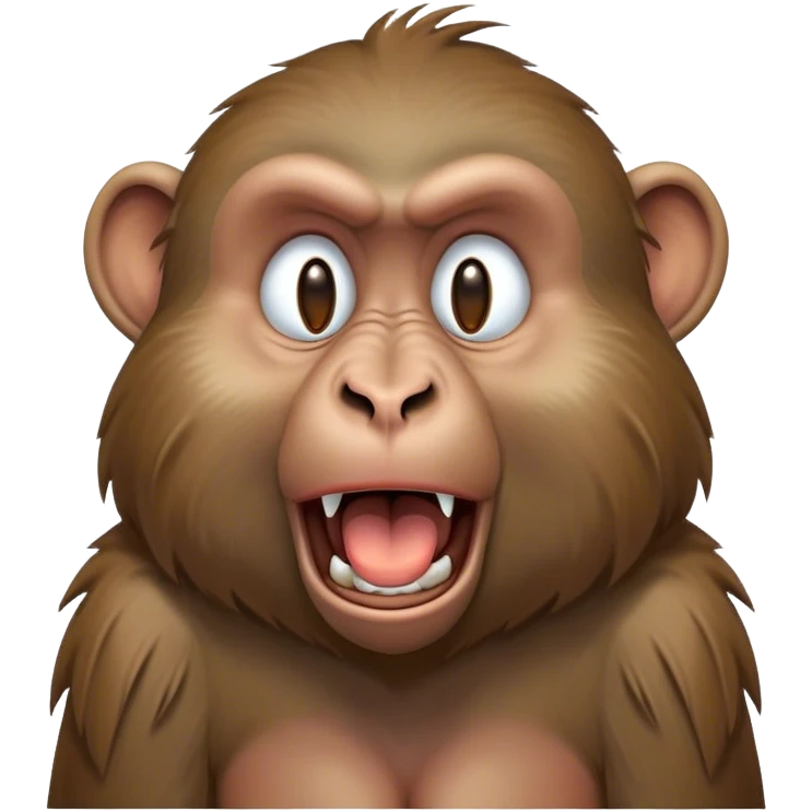 Cinematic Cute Yawning Baboon Portrait Emoji, Head tilted slightly with a dramatic, wide-open yawn, showcasing a soft, textured Fur of earthy browns with droopy ears, round eyes barely open in drowsy contentment, Simplified yet irresistibly adorable features, highly detailed, glowing with a soft, cozy glow, high shine, relaxed yet expressive, stylized with a touch of playful urban charm, bright and endearing, soft glowing outline, capturing the essence of a sleepy yet affectionate baboon, so drowsy it feels like it could stretch out of the screen and curl up for a nap! emoji