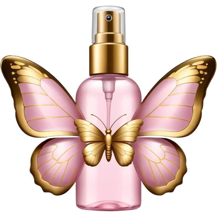 Light pink body mist bottle with gold butterflies  emoji