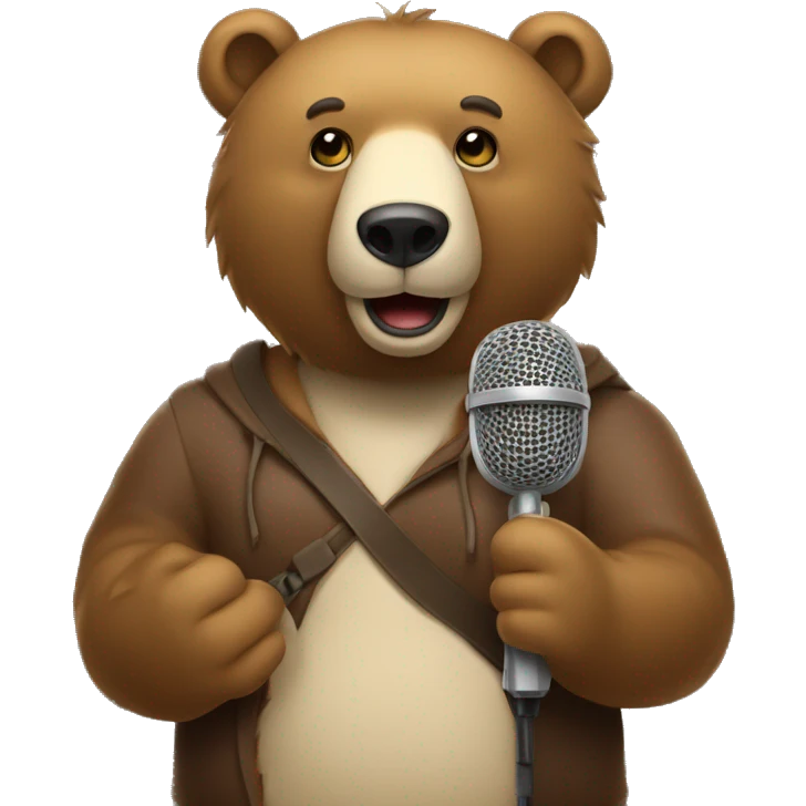 A bear with a microphone in his hand  emoji