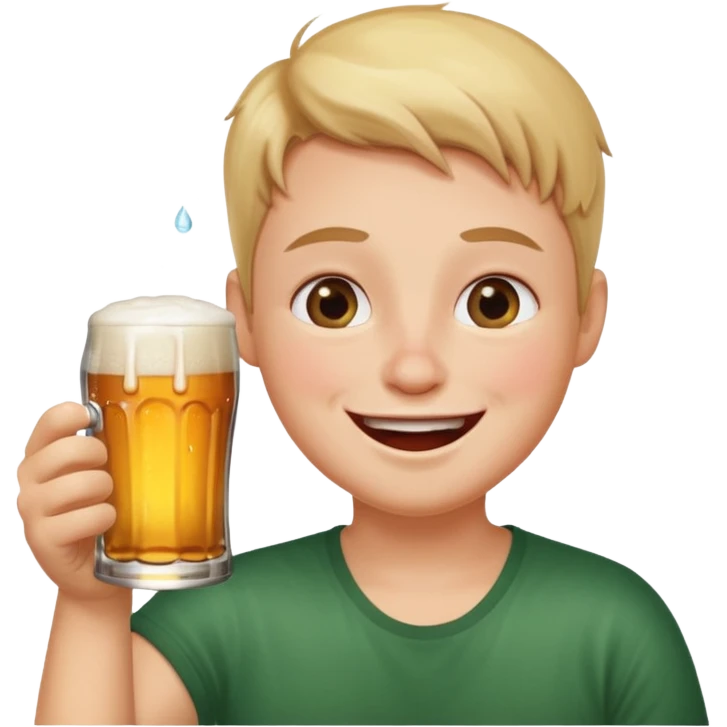 it should be a laughing emoji like a round face pointing forward and crying with laughter with a glass of beer in his other hand  emoji