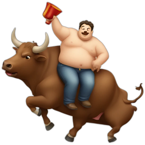 spanish fat man drunked riding a bull emoji