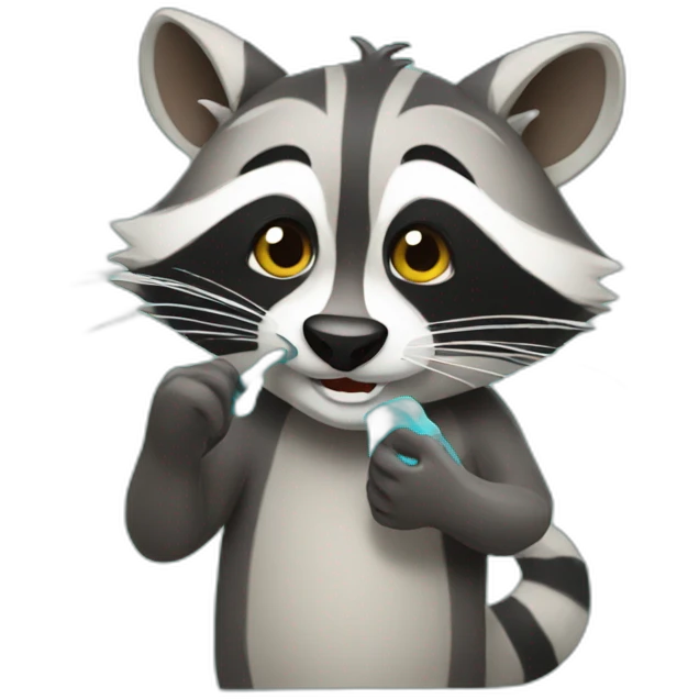 Racoon brushing teeth emoji