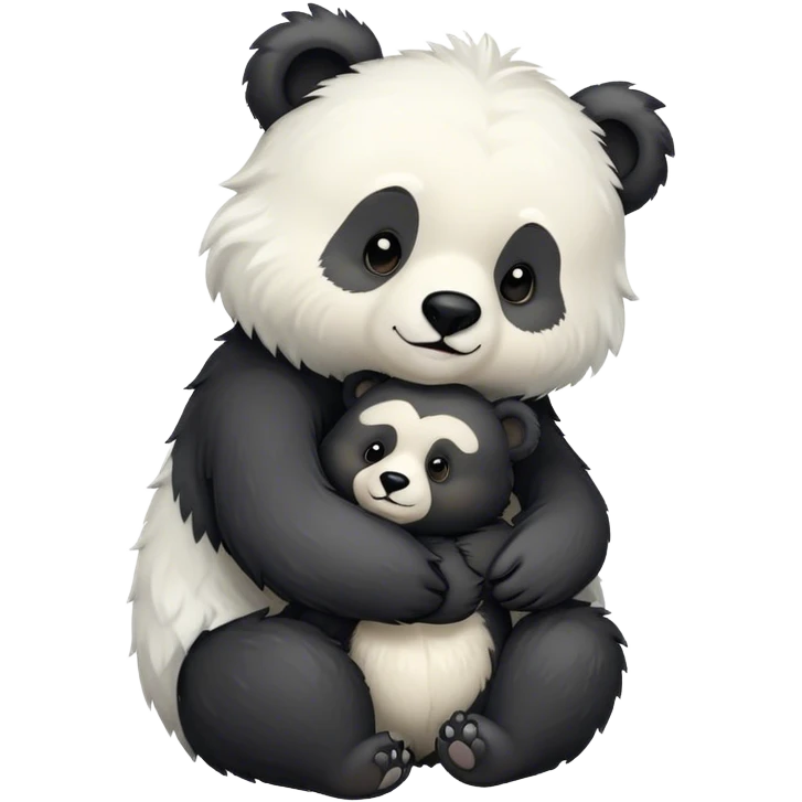 
White and black bear hugging each other emoji