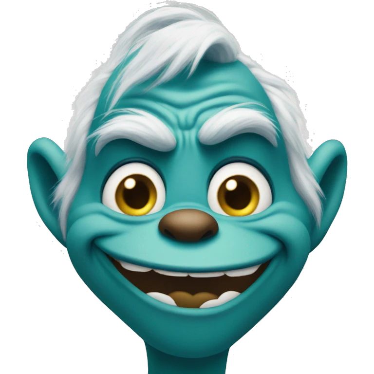 Blue grinch smirkly smiling emoji