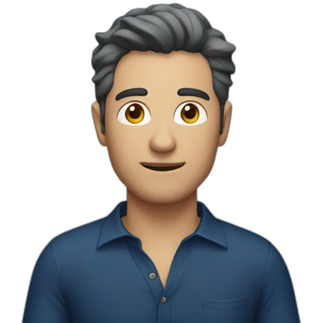 man dark blue shirt with key emoji