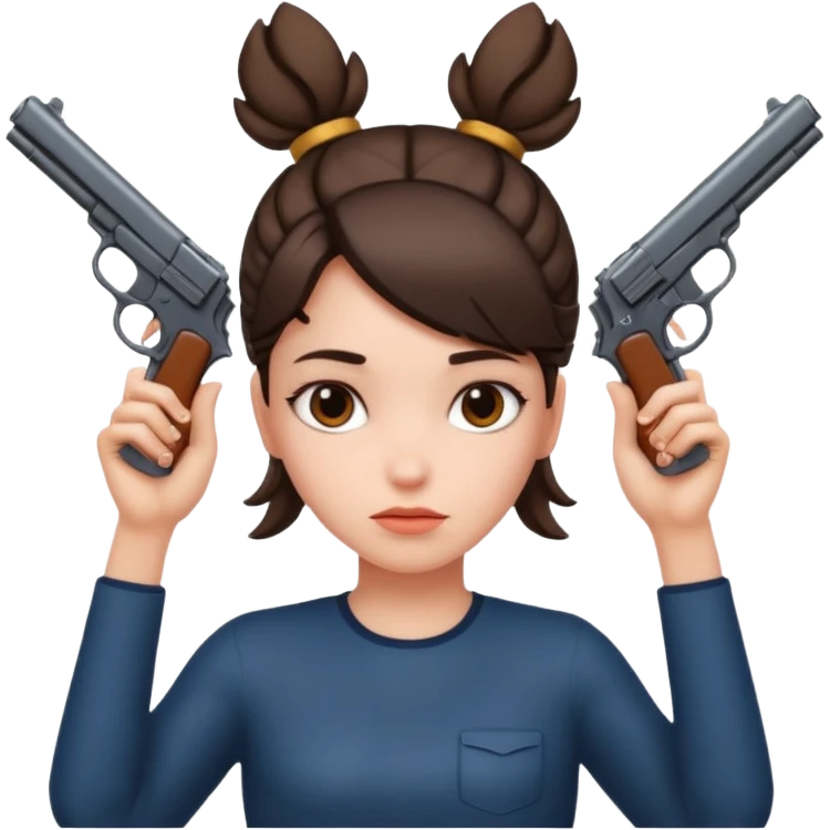 Girl with hands in guns and on the side of her head emoji