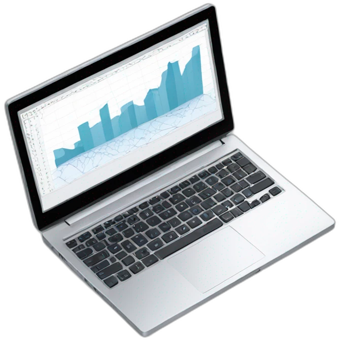 laptop with charts emoji