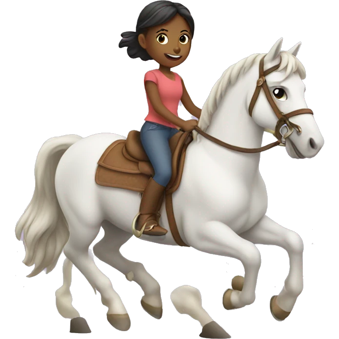 Girl pretending to ride a horse emoji