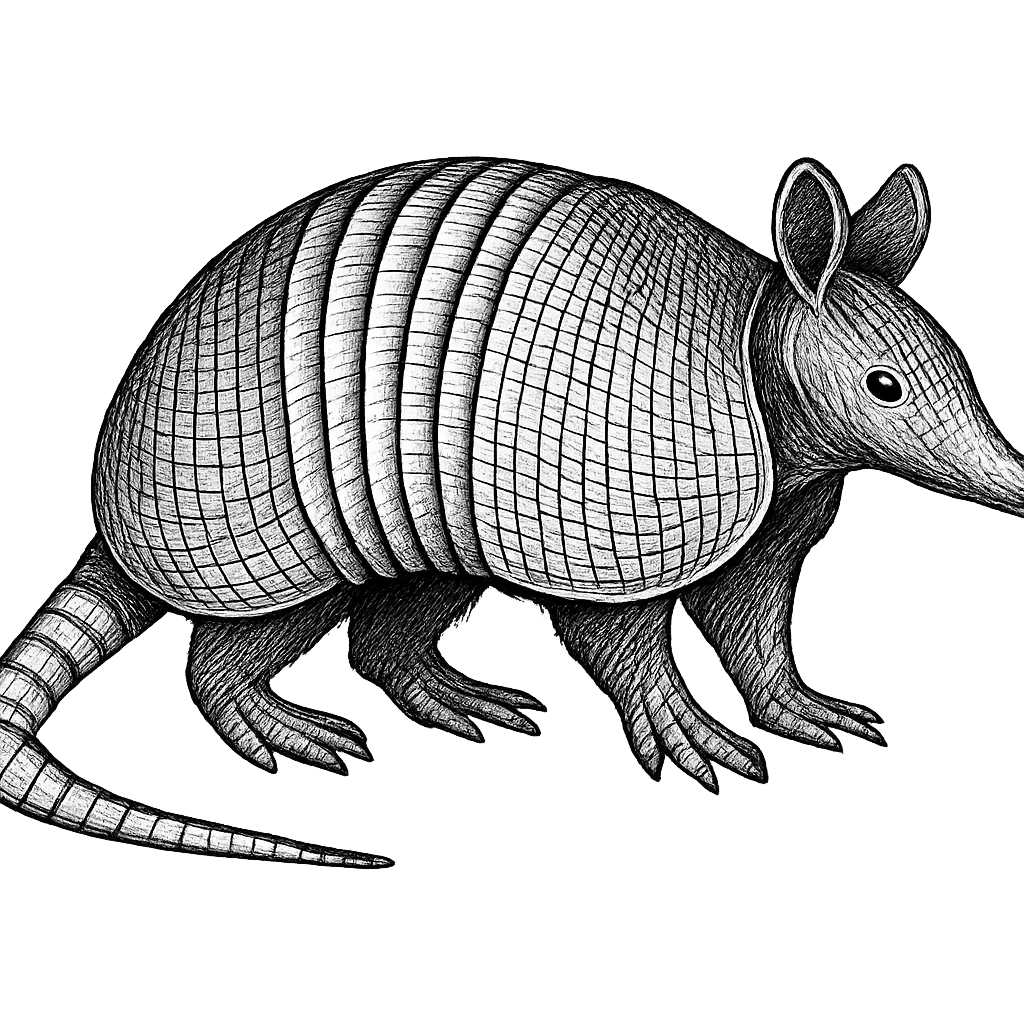 black and white armadillo, no color emoji