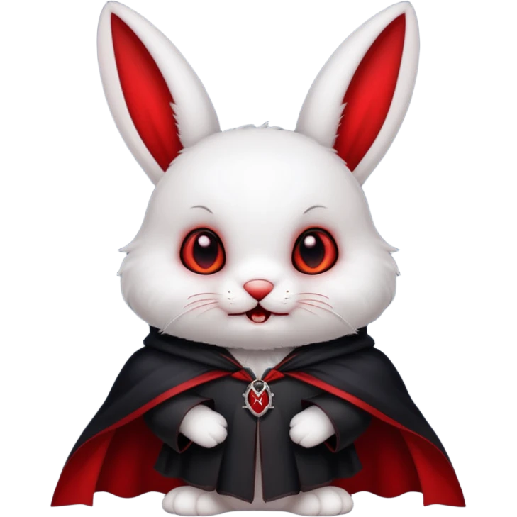 Vampire animal, bunny'  in red collar cloak, red eye, fangs emoji