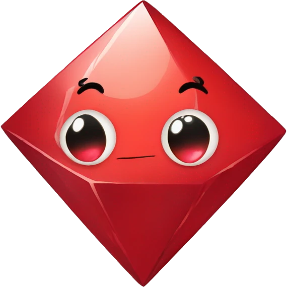 Hand drawn red diamond with happy eyes emoji