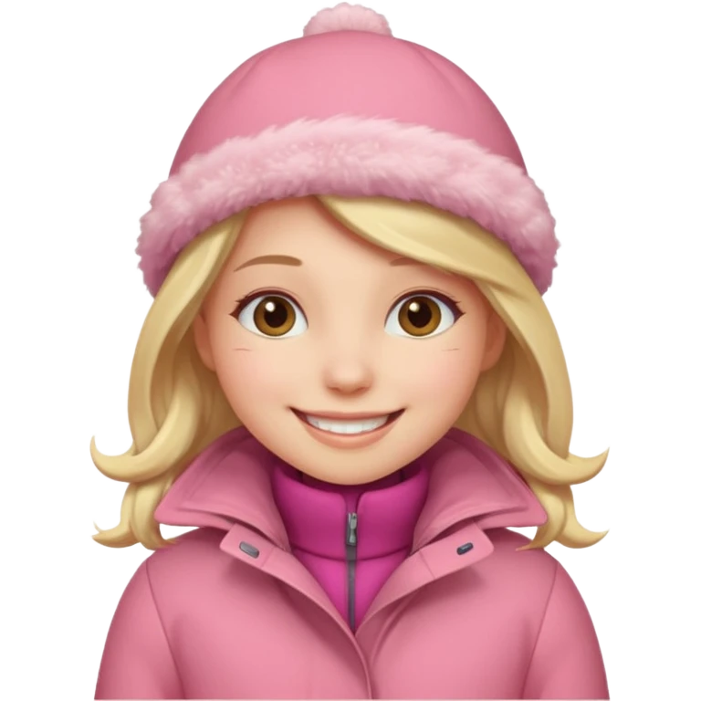 Girl wearing warm pink winter coat emoji