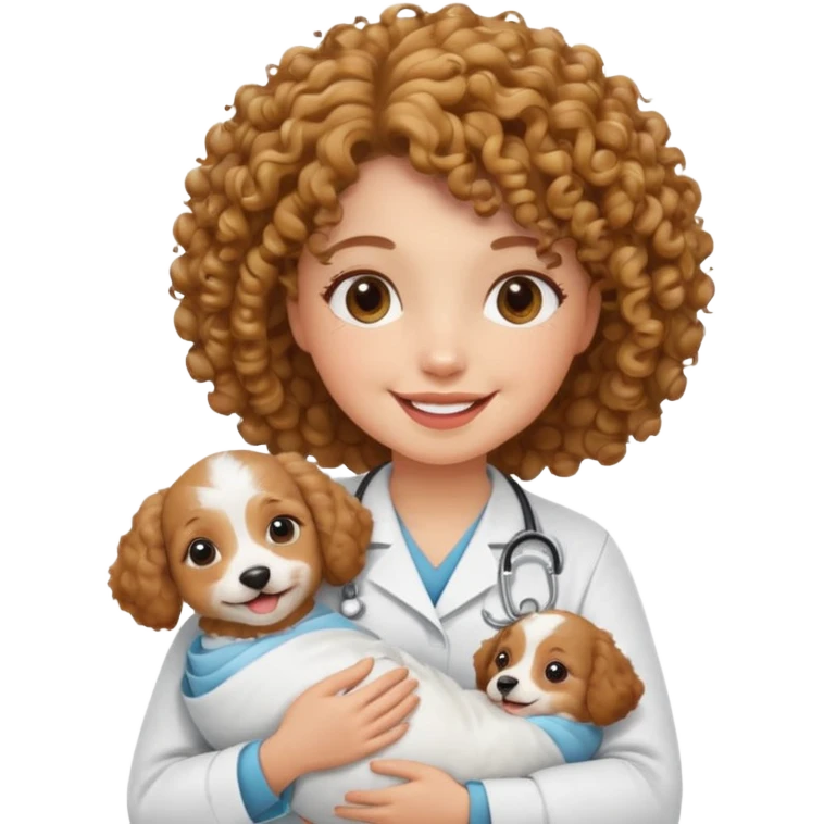 curly nurse holding baby dog emoji
