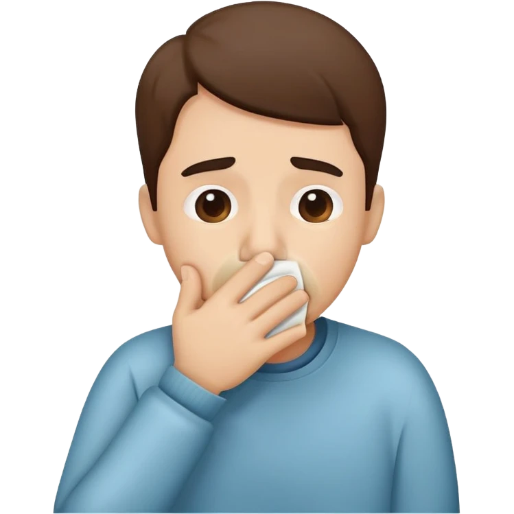 person covering their mouth with their hand while coughing, simple and expressive emoji