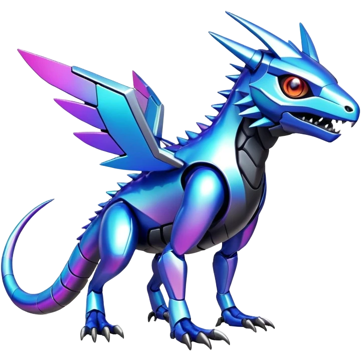  exotic shiny colorful futuristic modern cyber-Fakémon-Digimon-Trico-Vernid-creature emoji