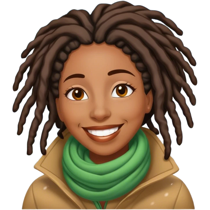 Black woman with locs in the snow emoji