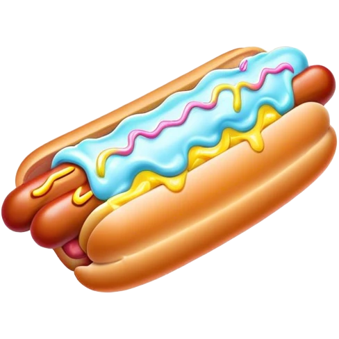 Melting neon ice cream hot dog  emoji