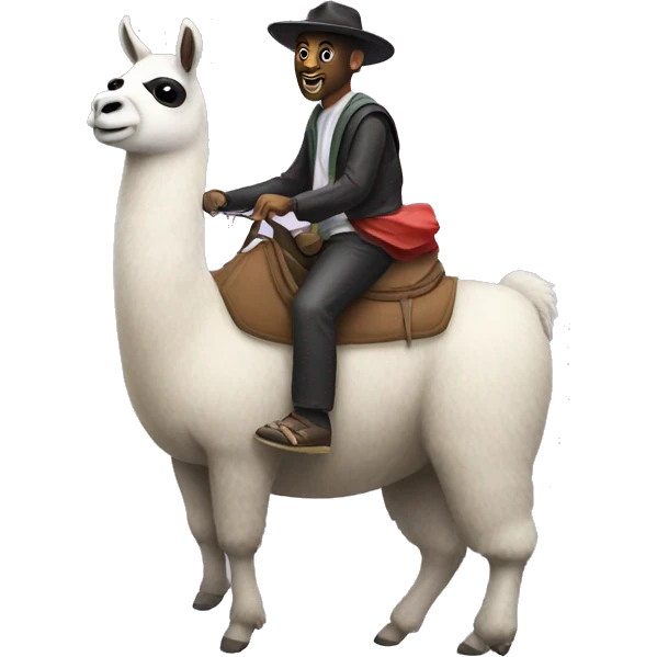 Llama riding a panda  emoji